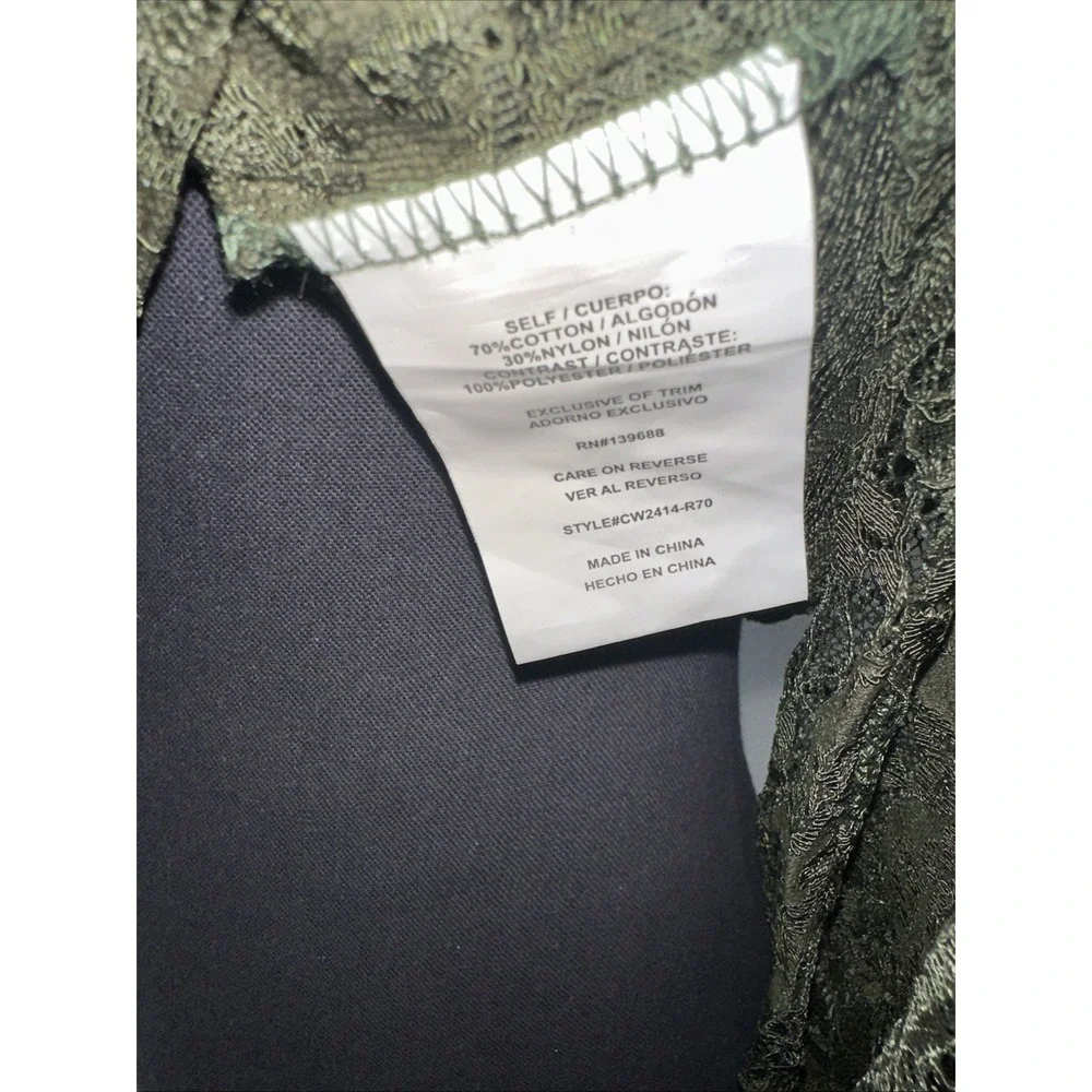 Coco + Jaimeson Forest Green Lace Top Size L Lo G Sleeve - Picture 7 of 7